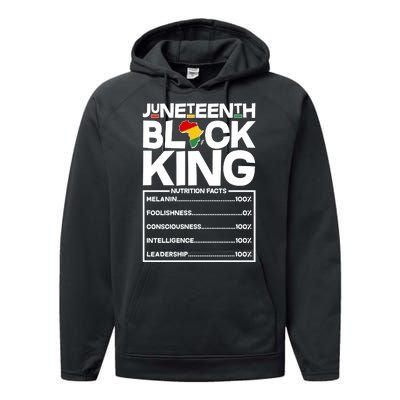 Juneteenth Black King Nutrition Facts Performance Fleece Hoodie