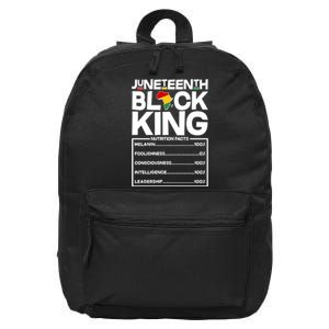 Juneteenth Black King Nutrition Facts 16 in Basic Backpack