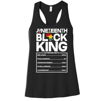 Juneteenth Black King Nutrition Facts Women's Racerback Tank