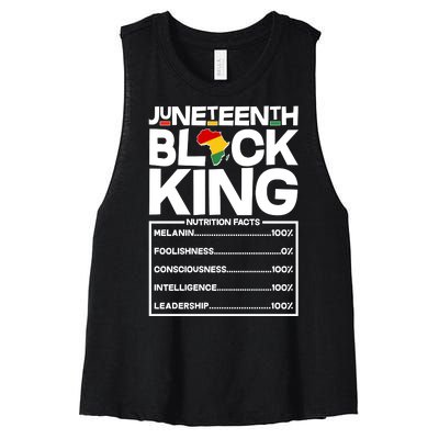 Juneteenth Black King Nutrition Facts Women's Racerback Cropped Tank