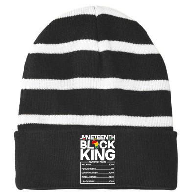 Juneteenth Black King Nutrition Facts Striped Beanie with Solid Band