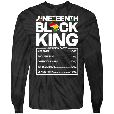 Juneteenth Black King Nutrition Facts Tie-Dye Long Sleeve Shirt