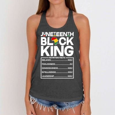 Juneteenth Black King Nutrition Facts Women's Knotted Racerback Tank