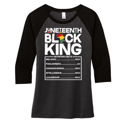 Juneteenth Black King Nutrition Facts Women's Tri-Blend 3/4-Sleeve Raglan Shirt