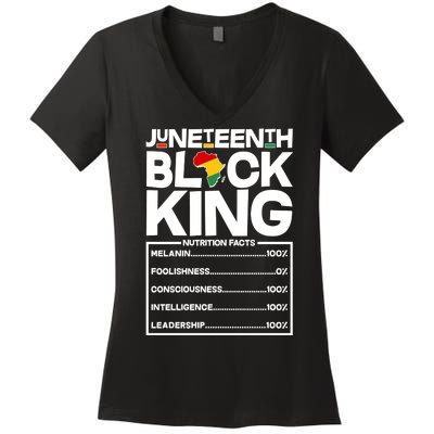 Juneteenth Black King Nutrition Facts Women's V-Neck T-Shirt