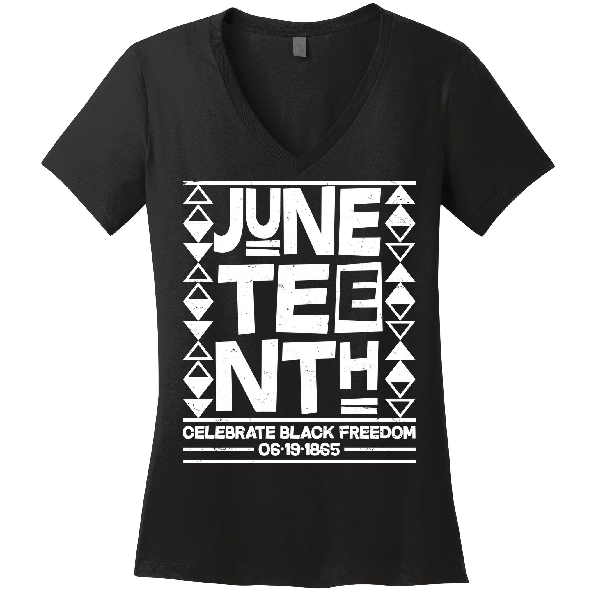 Juneteenth Celebrate Black Freedom 06-19-1865 Women's V-Neck T-Shirt