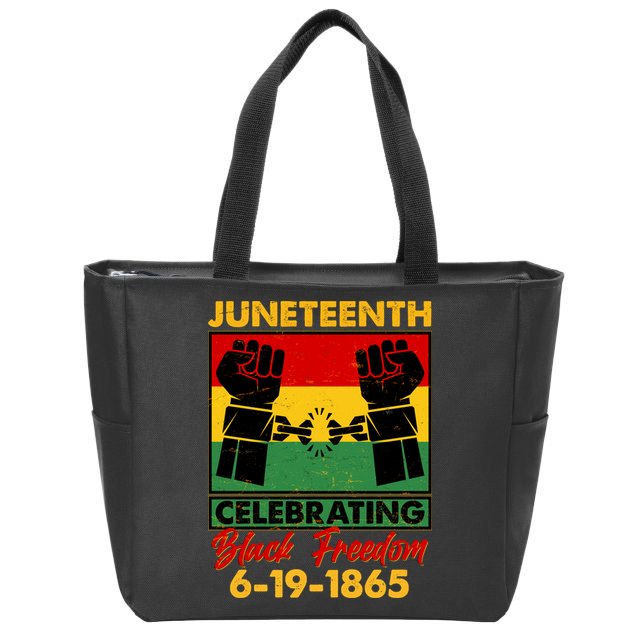 Juneteenth Celebrating Black Freedom 6-19-1865 Breaking The Chains Zip Tote Bag