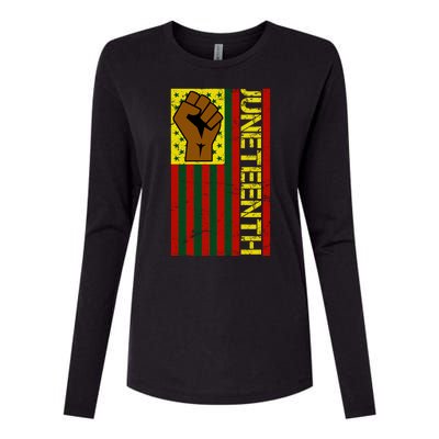 Juneteenth Flag Independence Day Vintage Celebration Womens Cotton Relaxed Long Sleeve T-Shirt