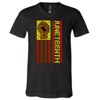 Juneteenth Flag Independence Day Vintage Celebration V-Neck T-Shirt