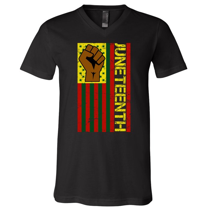 Juneteenth Flag Independence Day Vintage Celebration V-Neck T-Shirt