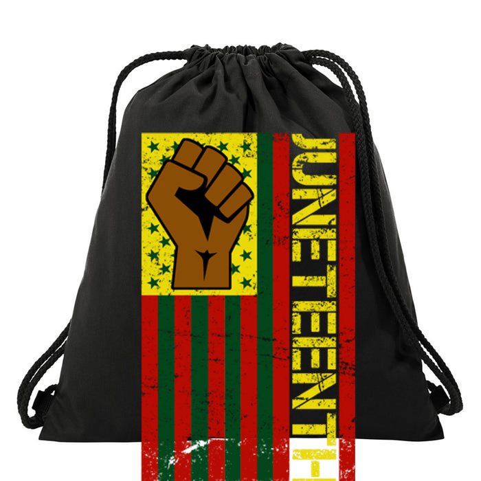 Juneteenth Flag Independence Day Vintage Celebration Drawstring Bag