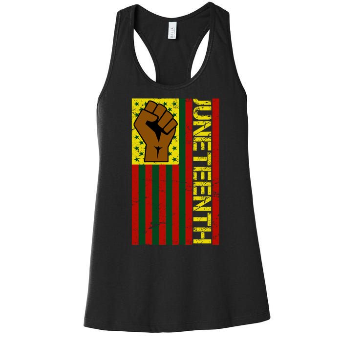 Juneteenth Flag Independence Day Vintage Celebration Women's Racerback Tank