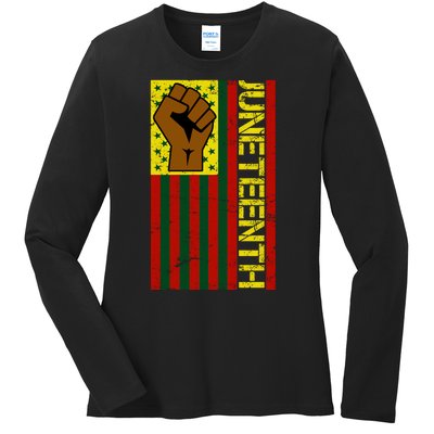 Juneteenth Flag Independence Day Vintage Celebration Ladies Long Sleeve Shirt