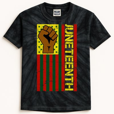 Juneteenth Flag Independence Day Vintage Celebration Kids Tie-Dye T-Shirt