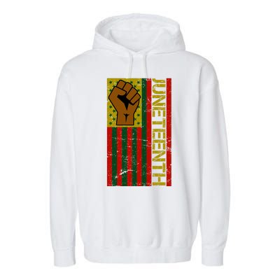 Juneteenth Flag Independence Day Vintage Celebration Garment-Dyed Fleece Hoodie