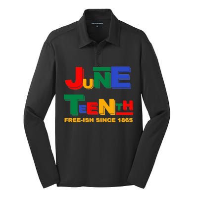 Juneteenth Free-ish Since 1865 Silk Touch Performance Long Sleeve Polo