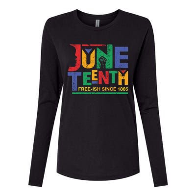 Juneteenth Free-ish Since 1865 African Color Womens Cotton Relaxed Long Sleeve T-Shirt