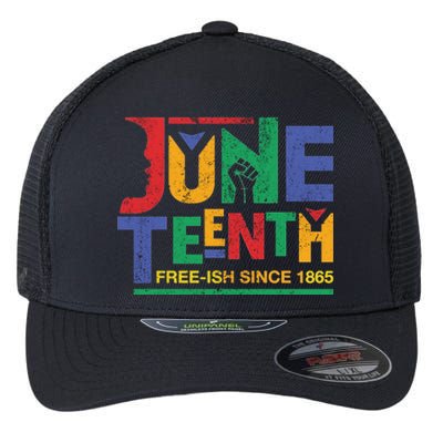 Juneteenth Free-ish Since 1865 African Color Flexfit Unipanel Trucker Cap