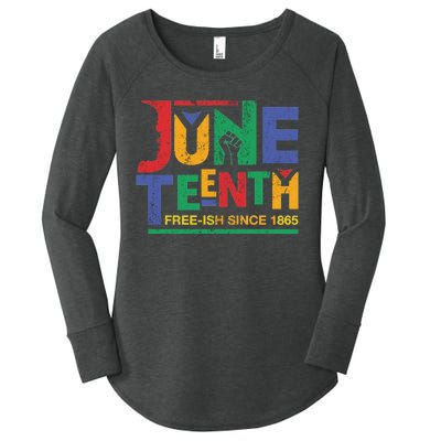 Juneteenth Free-ish Since 1865 African Color Women's Perfect Tri Tunic Long Sleeve Shirt