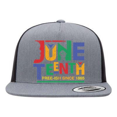 Juneteenth Free-ish Since 1865 African Color Flat Bill Trucker Hat