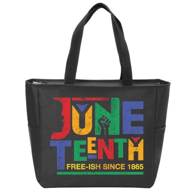 Juneteenth Free-ish Since 1865 African Color Zip Tote Bag