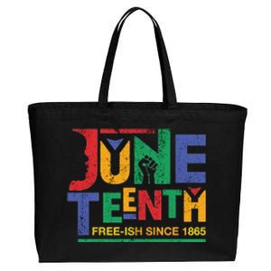 Juneteenth Free-ish Since 1865 African Color Cotton Canvas Jumbo Tote