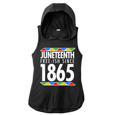 Juneteenth Free-ish Since 1865 African Colors Ladies PosiCharge Tri-Blend Wicking Draft Hoodie Tank