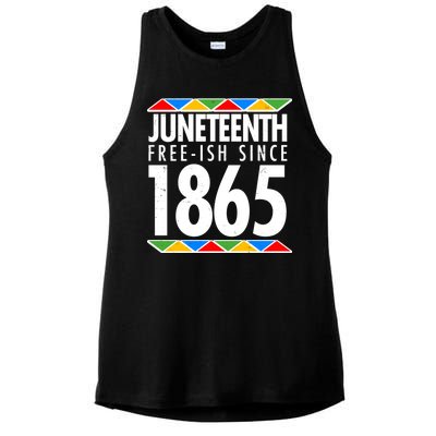 Juneteenth Free-ish Since 1865 African Colors Ladies PosiCharge Tri-Blend Wicking Tank