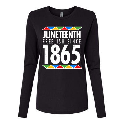 Juneteenth Free-ish Since 1865 African Colors Womens Cotton Relaxed Long Sleeve T-Shirt