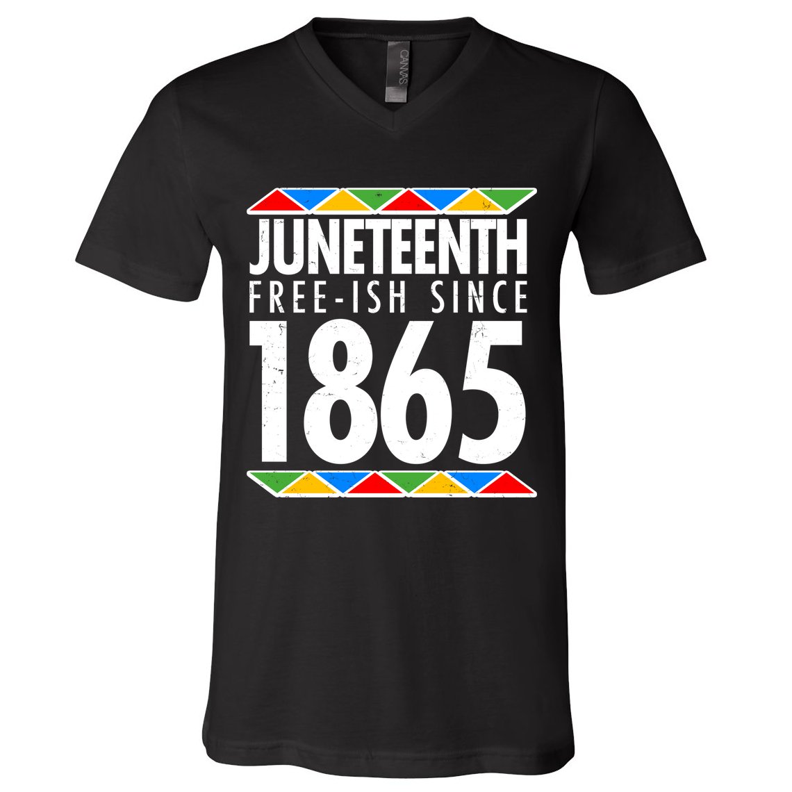 Juneteenth Free-ish Since 1865 African Colors V-Neck T-Shirt