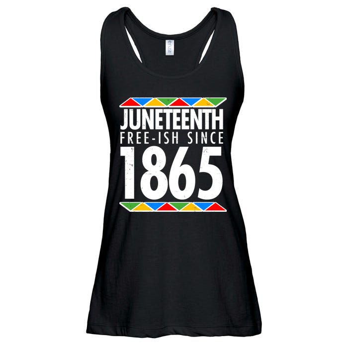 Juneteenth Free-ish Since 1865 African Colors Ladies Essential Flowy Tank