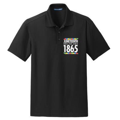 Juneteenth Free-ish Since 1865 African Colors Dry Zone Grid Polo