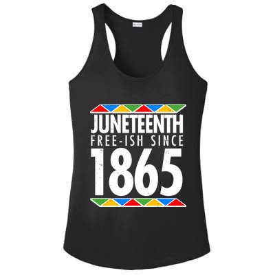 Juneteenth Free-ish Since 1865 African Colors Ladies PosiCharge Competitor Racerback Tank