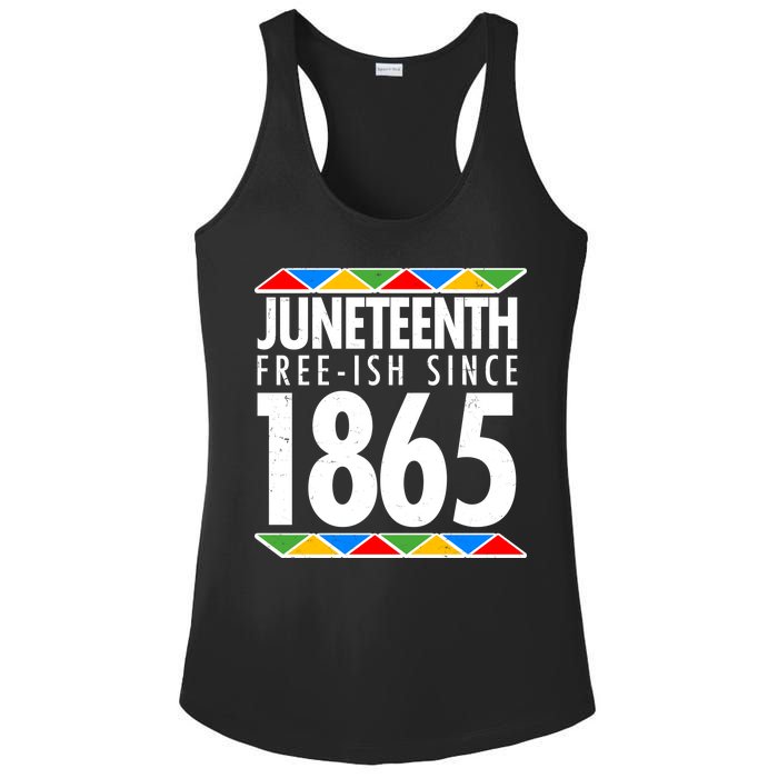 Juneteenth Free-ish Since 1865 African Colors Ladies PosiCharge Competitor Racerback Tank