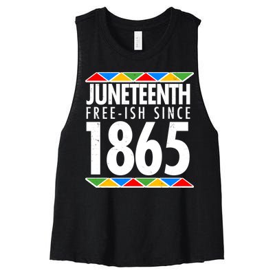 Juneteenth Free-ish Since 1865 African Colors Women's Racerback Cropped Tank