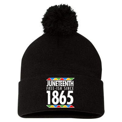 Juneteenth Free-ish Since 1865 African Colors Pom Pom 12in Knit Beanie