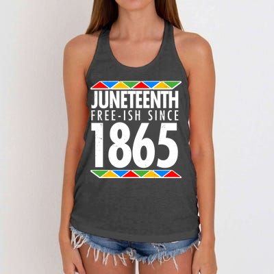 Juneteenth Free-ish Since 1865 African Colors Women's Knotted Racerback Tank