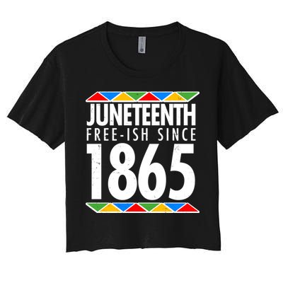 Juneteenth Free-ish Since 1865 African Colors Women's Crop Top Tee