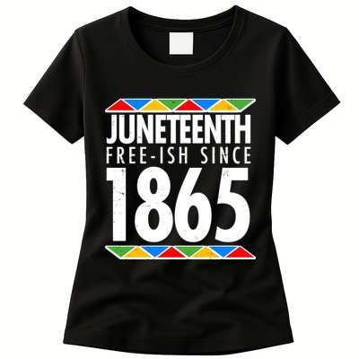 Juneteenth Free-ish Since 1865 African Colors Womens T-Shirt