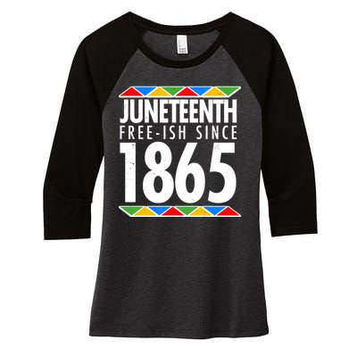 Juneteenth Free-ish Since 1865 African Colors Women's Tri-Blend 3/4-Sleeve Raglan Shirt