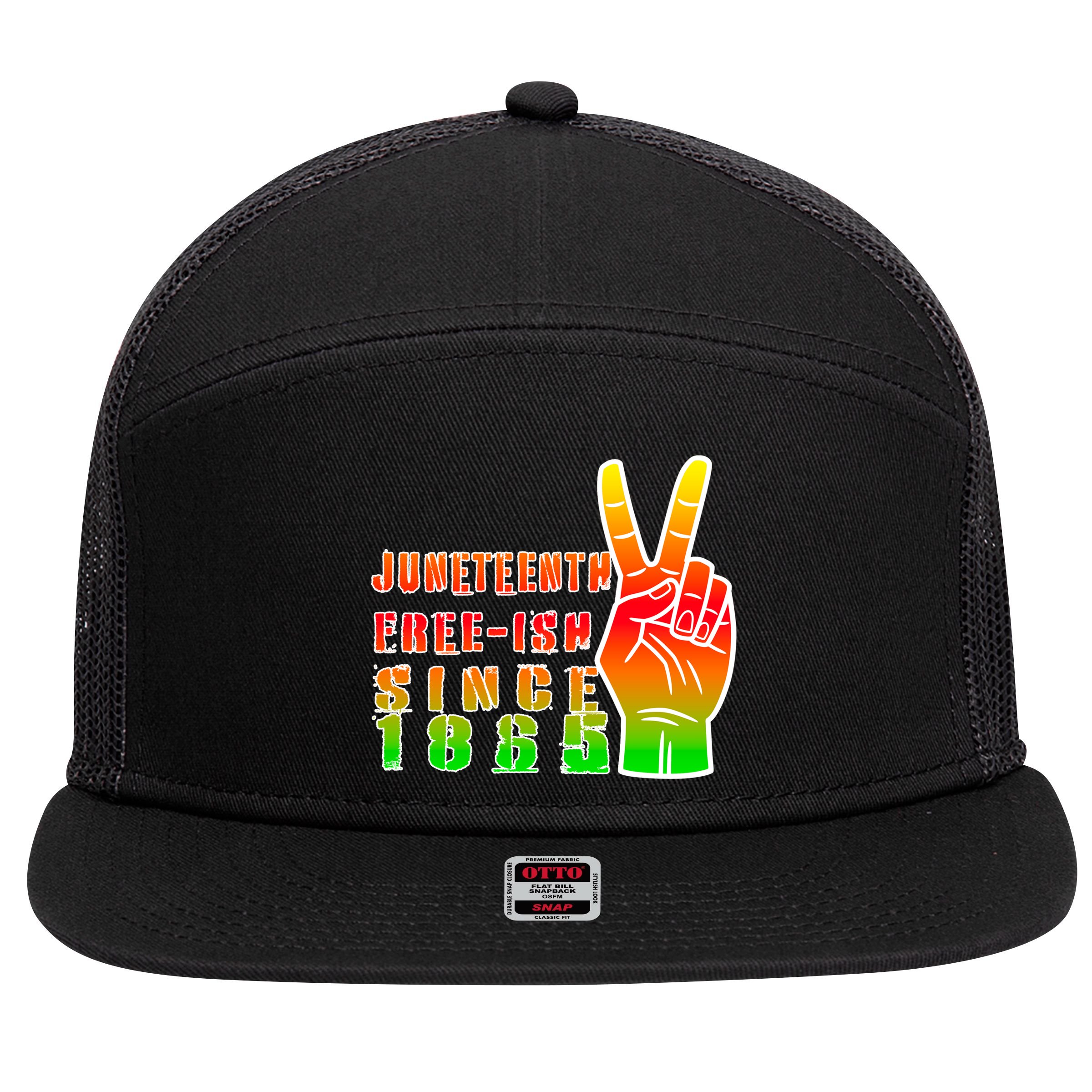 Juneteenth Freedom Day African American June 19th 1965 7 Panel Mesh Trucker Snapback Hat