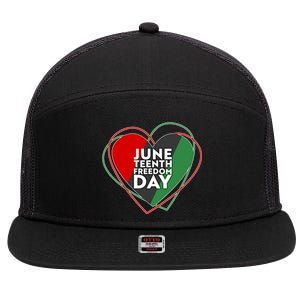 Juneteenth Freedom Day Heart Traditional Colors 7 Panel Mesh Trucker Snapback Hat