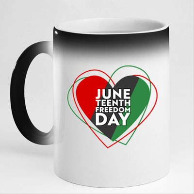 Juneteenth Freedom Day Heart Traditional Colors 11oz Black Color Changing Mug