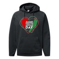 Juneteenth Freedom Day Heart Traditional Colors Performance Fleece Hoodie