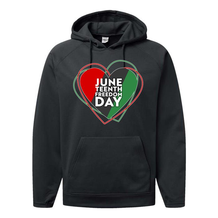 Juneteenth Freedom Day Heart Traditional Colors Performance Fleece Hoodie