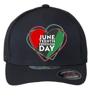 Juneteenth Freedom Day Heart Traditional Colors Flexfit Unipanel Trucker Cap