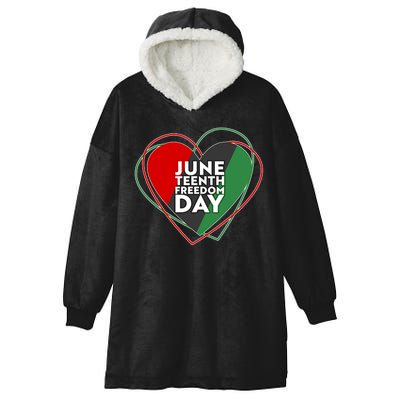 Juneteenth Freedom Day Heart Traditional Colors Hooded Wearable Blanket