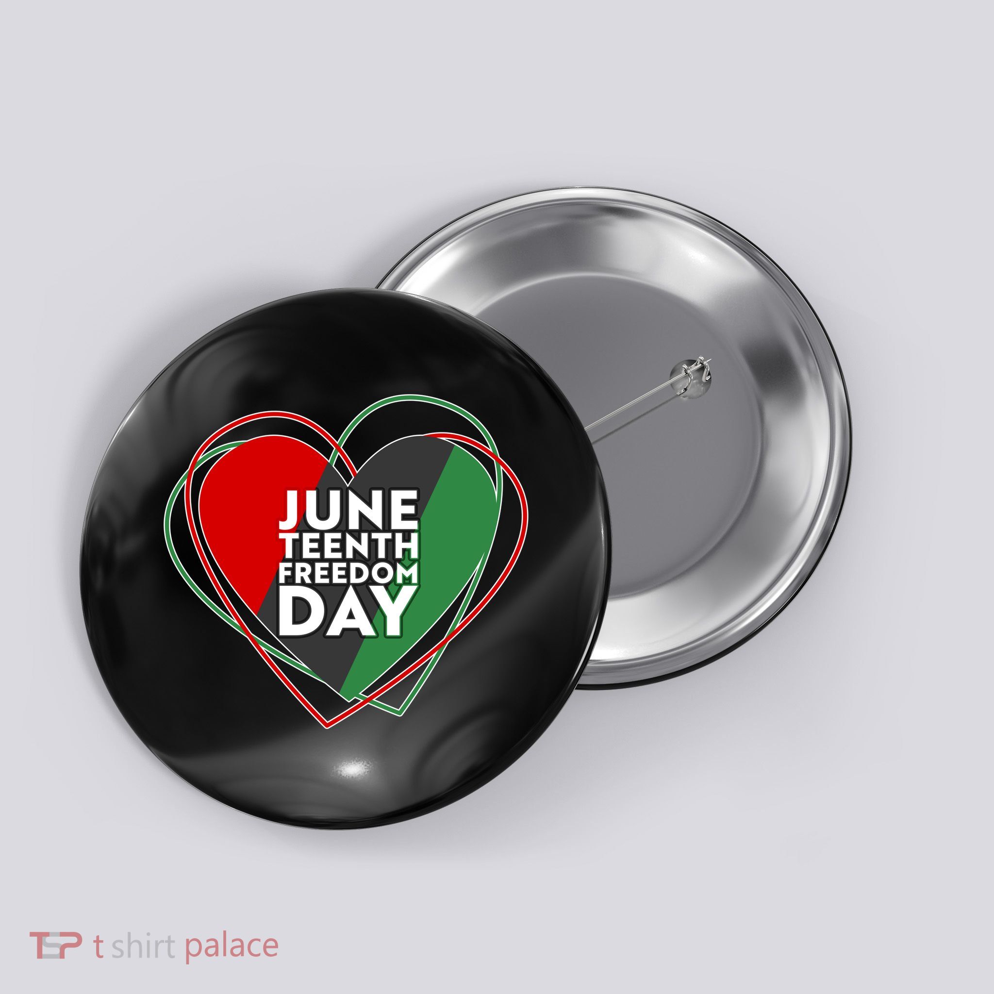 Juneteenth Freedom Day Heart Traditional Colors Button