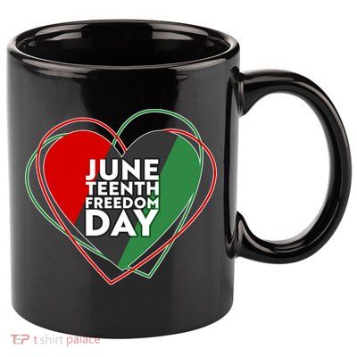 Juneteenth Freedom Day Heart Traditional Colors 11oz C Handle Ceramic Mug
