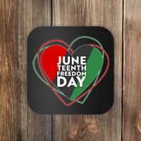 Juneteenth Freedom Day Heart Traditional Colors Coaster